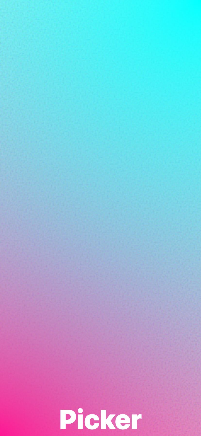 Screenshot of Picker app showing a colorful pink and cyan gradient background