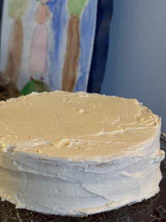 A white-colored cake